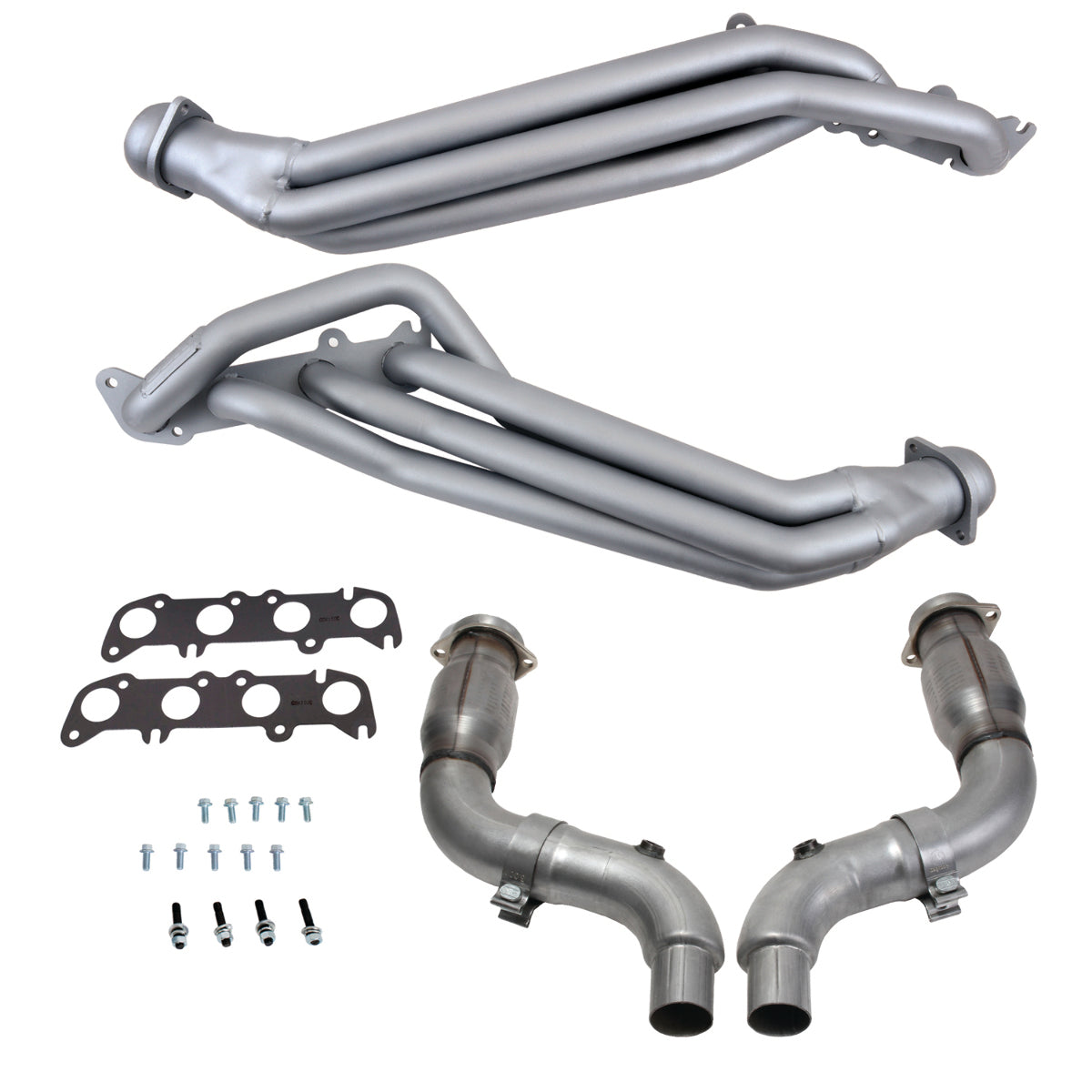 Fits 15-23 Mustang GT 5.0 1-7/8" Tube Headers, Short Mid Pipe w/Converters-18563 - Headers Car Part People