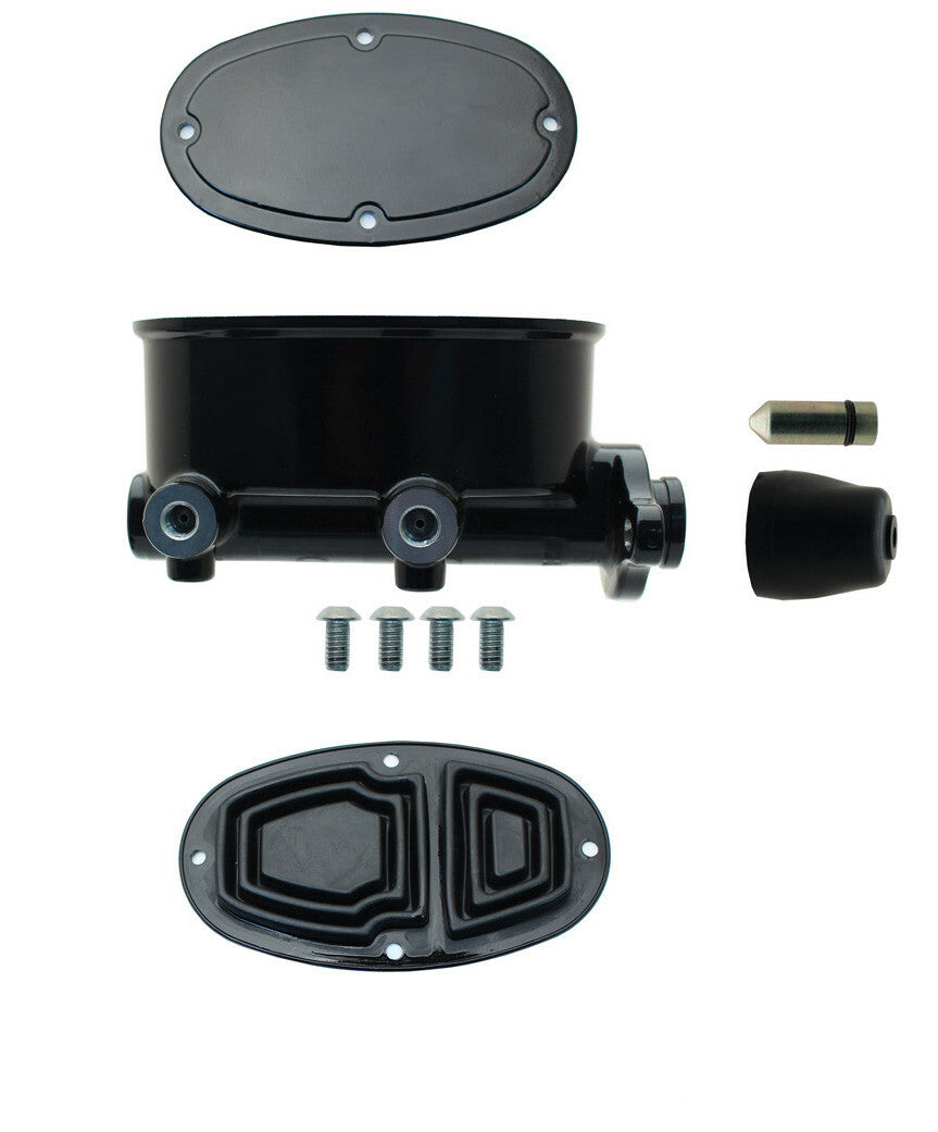 Oval Black Aluminum Black Master Cylinder (Disc/ Drum) 260-8555-BK-MBM - Master Cylinders and Parts Car Part People