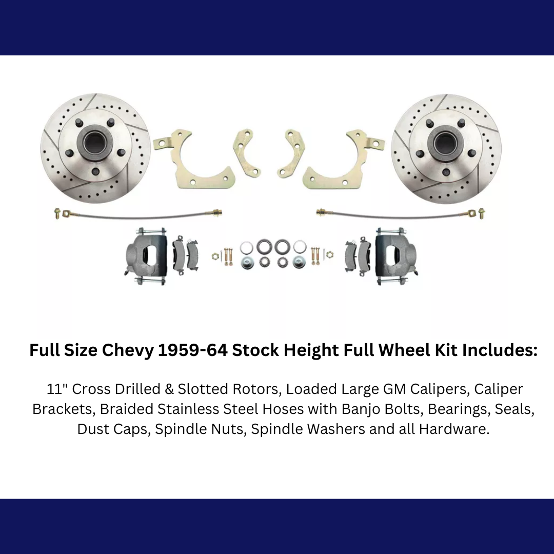 Fits 1959-1964 GM Full Size Disc Brake Kit Drilled/Slotted Rotors DBK5964LX