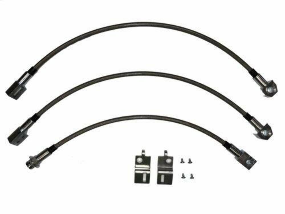 1966 Dodge Coronet Brake Hose Kit w/ 8 3/4 Inch Rear Axle Kit Braided -HSK0030SS - Brake Hoses Car Part People