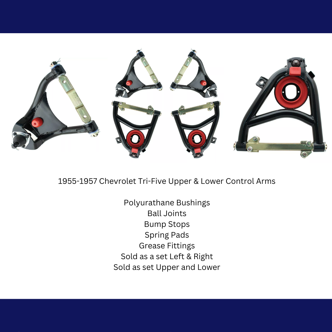Fits 1955-1957 Chevrolet Tri-Five Upper & Lower Control Arms LCAUCA5557KIT - Control Arms and Parts Car Part People