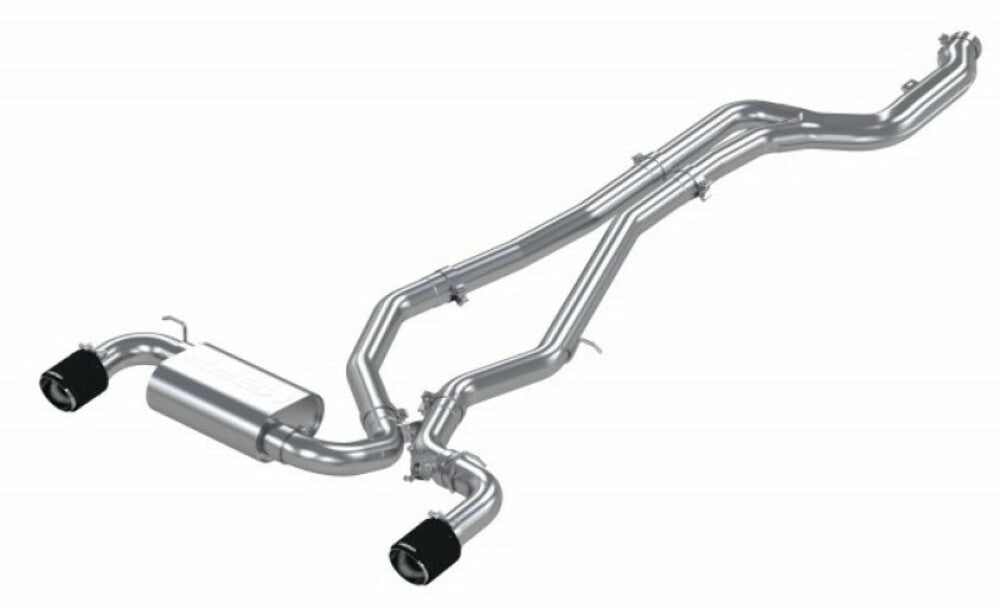 Fits 20-24 Toyota GR Supra 3" Cat Back Dual Rear w/Carbon Fiber Tips-S43003CF - Cat Back Exhaust Car Part People