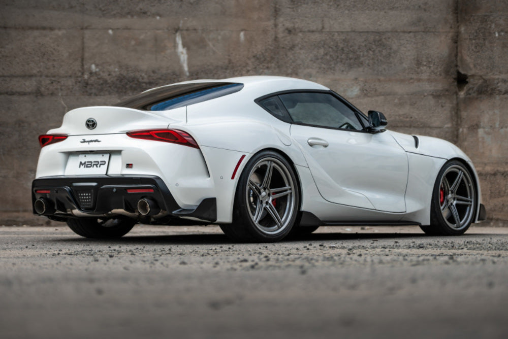 Fits 20-24 Toyota GR Supra 3" Cat Back Dual Rear w/Carbon Fiber Tips-S43003CF - Cat Back Exhaust Car Part People