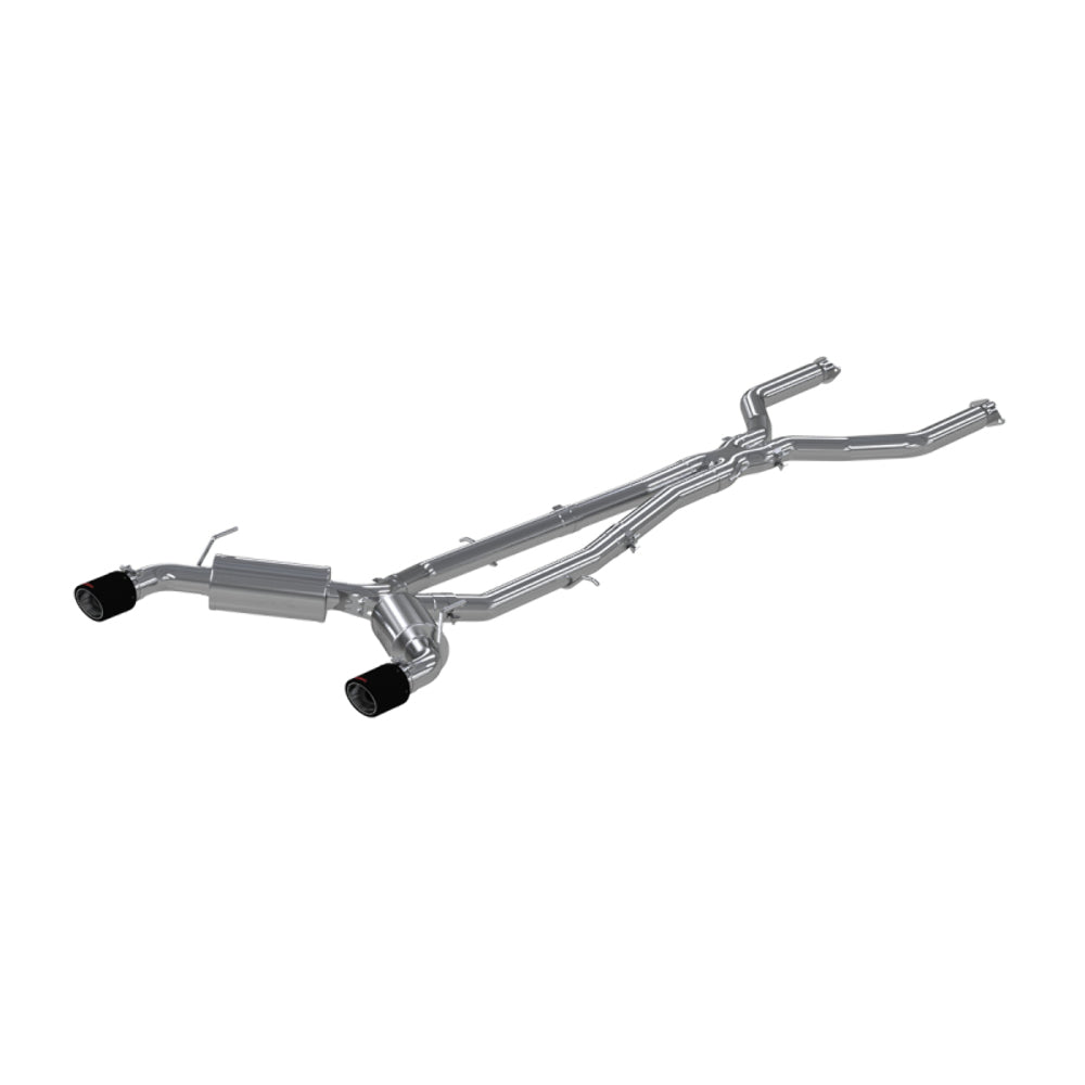 Fits 2022 INFINITI Q50 3" Cat Back, Dual Rear, T304 w/Carbon Fiber Tips-S44003CF - Cat Back Exhaust Car Part People