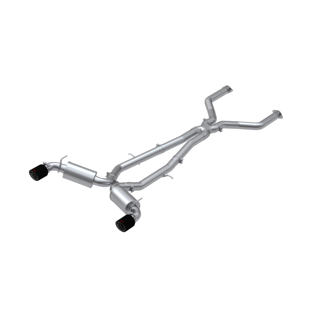 Fits 18-22 INFINITI Q60 3" Cat Back Dual Rear T304 w/Carbon Fiber Tips-S44043CF - Cat Back Exhaust Car Part People