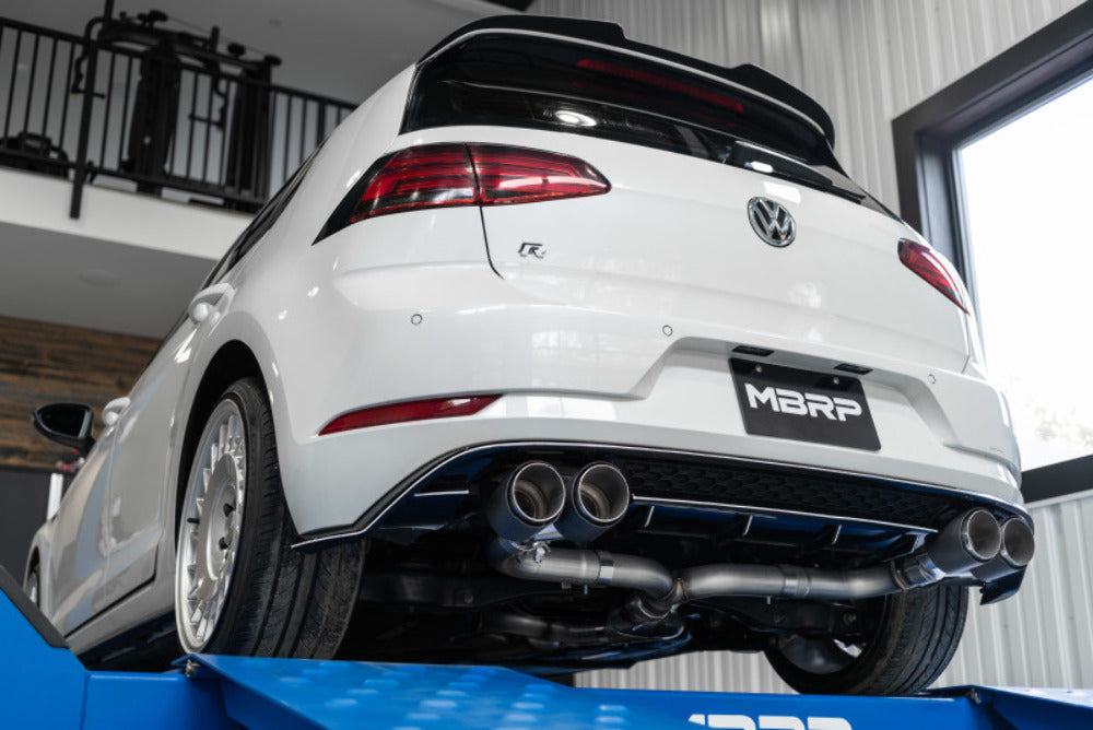 Fits 2015-2019 Volkswagen Golf R 3" Cat Back Quad Rear Exhaust w/CF-S46033CF