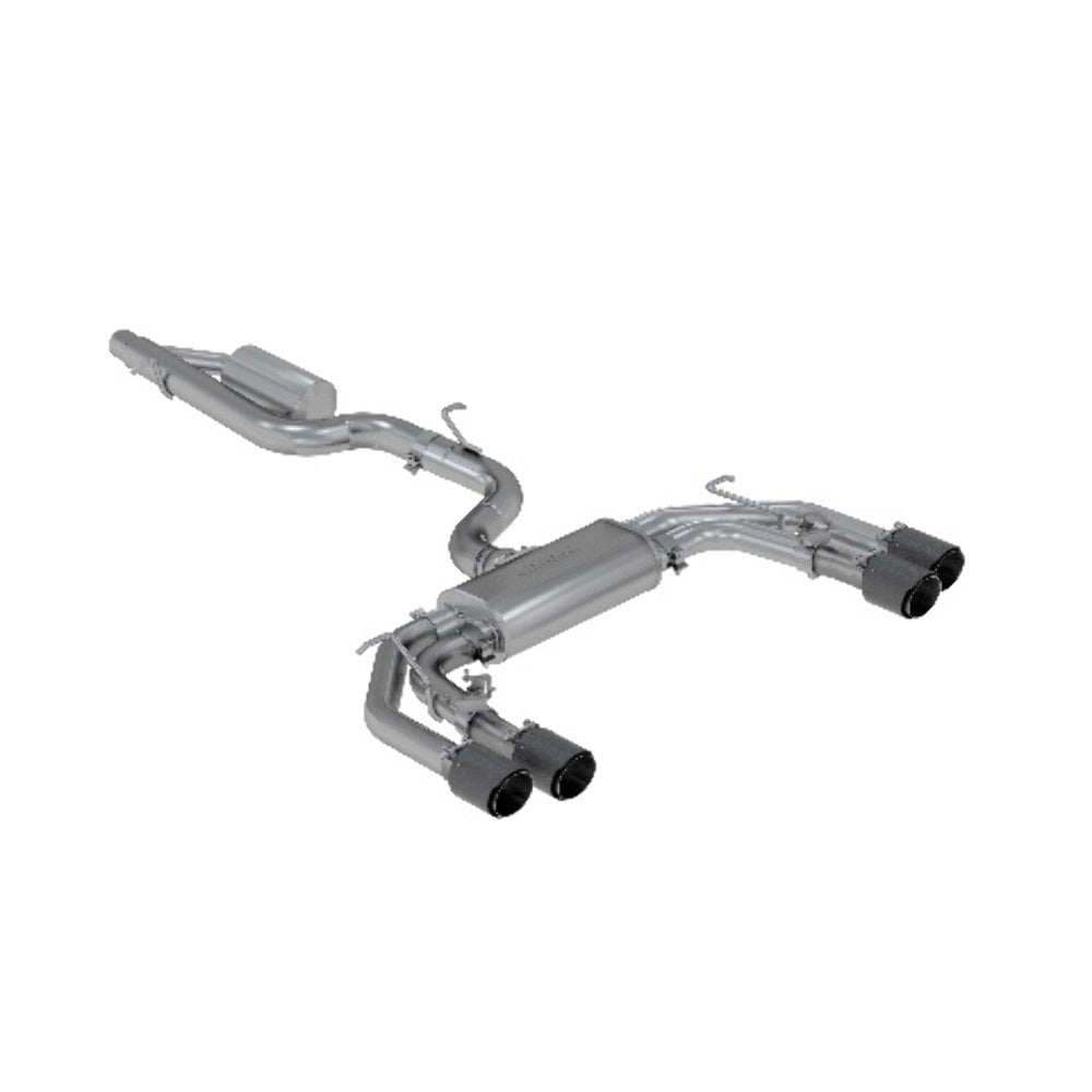 Fits 15-20 Audi S3 3" Cat Back Quad Split Rear Exit w/Carbon Fiber Tip-S46043CF - Cat Back Exhaust Car Part People