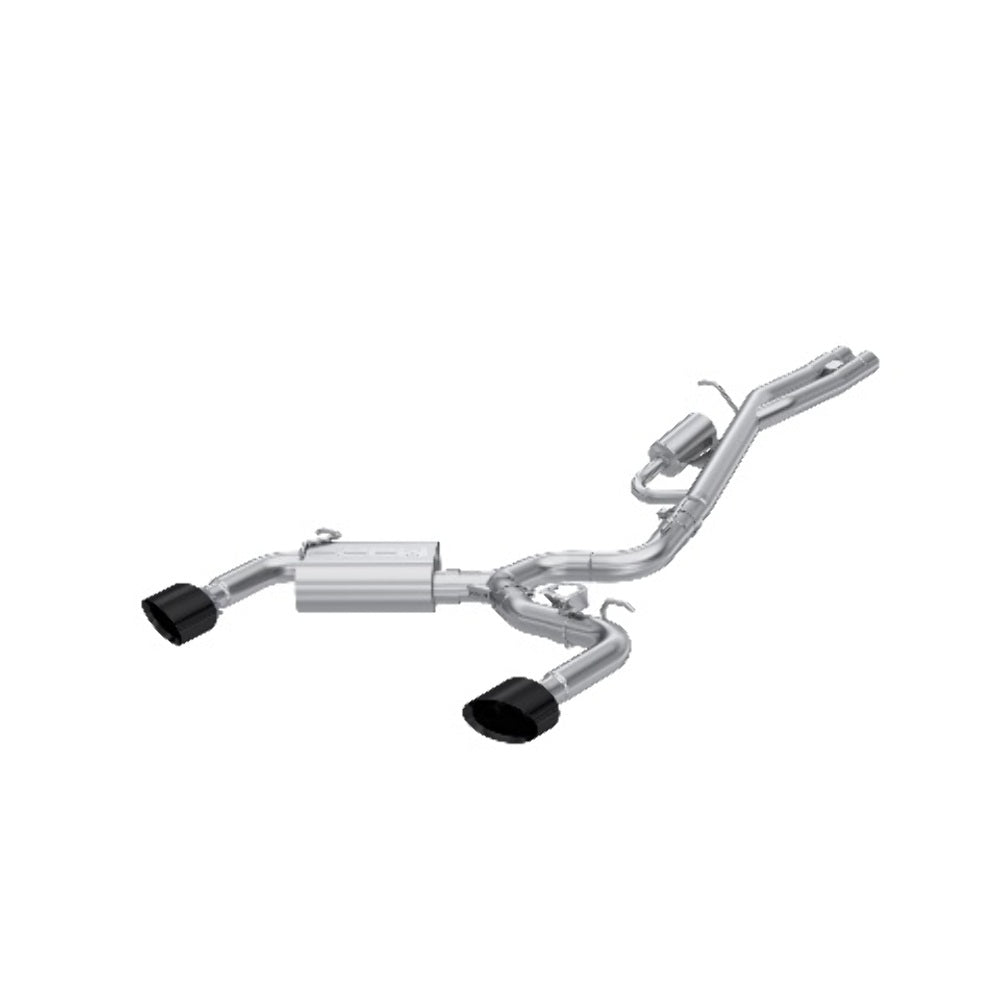 Fits 17-20 Audi RS3 3" Cat Back Dual Split Rear Oval Black Chrome Tip-S46103BC - Cat Back Exhaust Car Part People