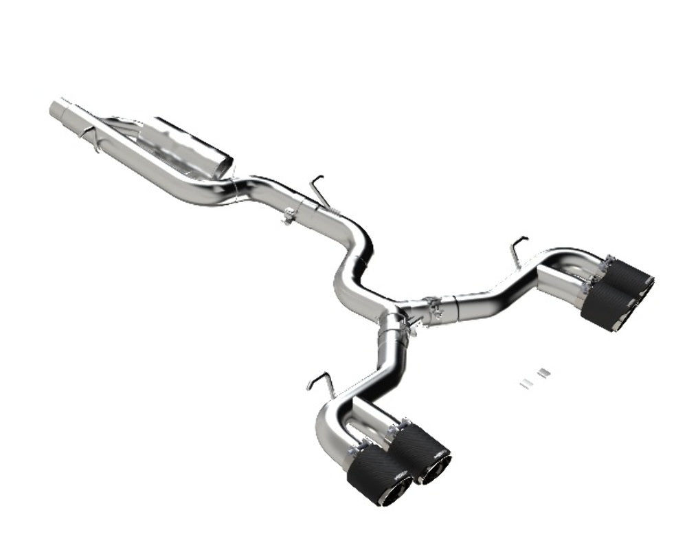 Fits 22-24 Volkswagen Golf R 3" Cat Back; Quad Split Rear; T304; CF Tip-S46123CF - Cat Back Exhaust Car Part People