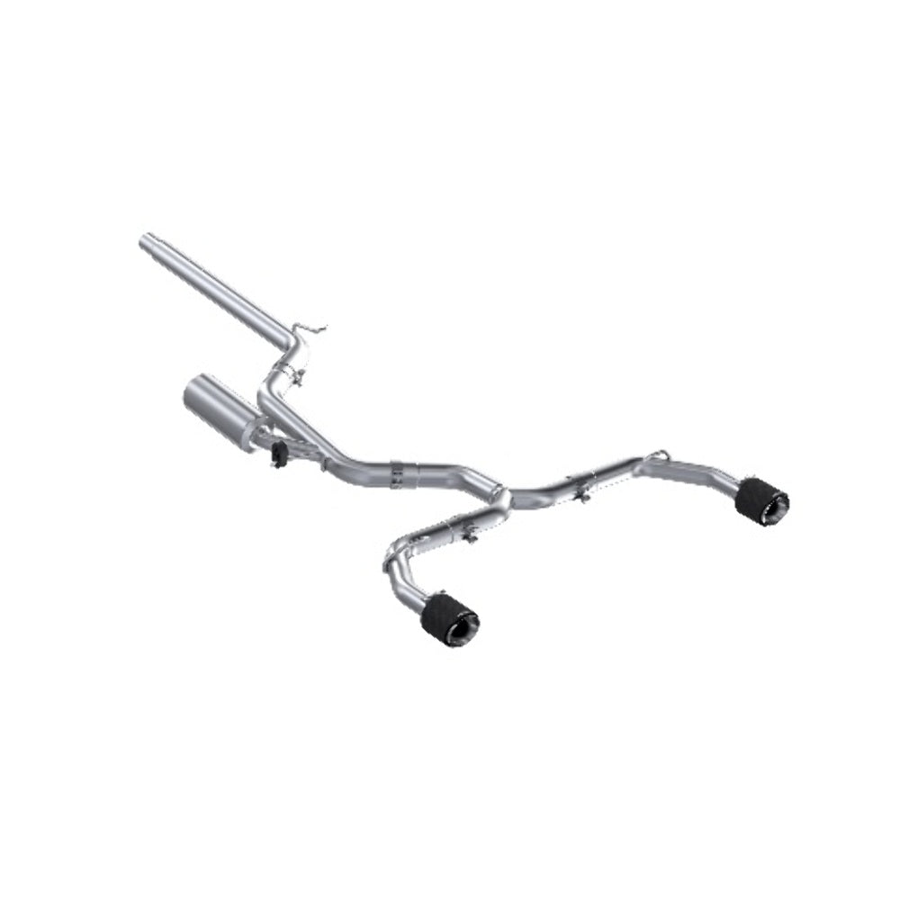 Fits 22-24 Volkswagen GTI 3" Cat Back 2.5in Dual Split Rear T304 CF Tip-S46173CF - Cat Back Exhaust Car Part People