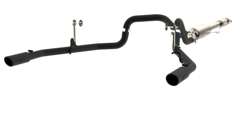 Fits 2016-2020 Ford F-150 2 1/2in. Cat Back; Dual Rear; Black - S5258BLK - Cat Back Exhaust Car Part People