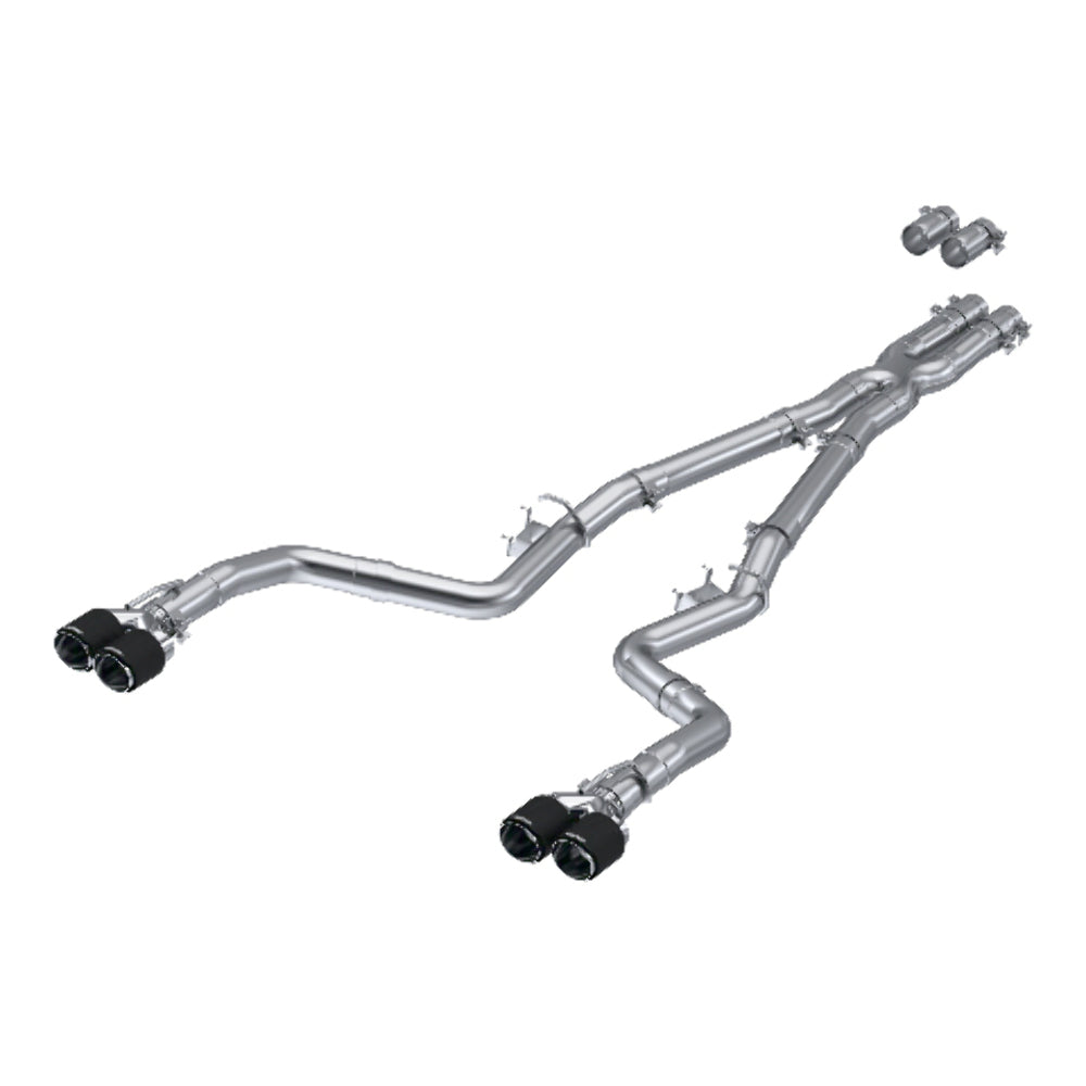 Fits 2017-2018 Dodge Challenger 3in. Cat Back; Dual Rear; Quad Tips - S71143CF - Cat Back Exhaust Car Part People