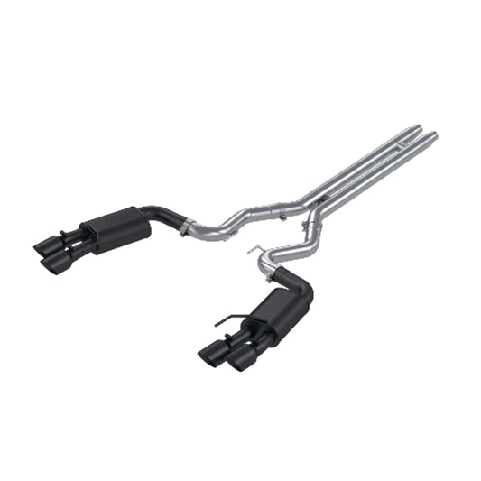 Fits 18-23 Mustang 3" Cat Back w/Quad 4" Dual Wall Tips-Black-S7205BLK - Cat Back Exhaust Car Part People