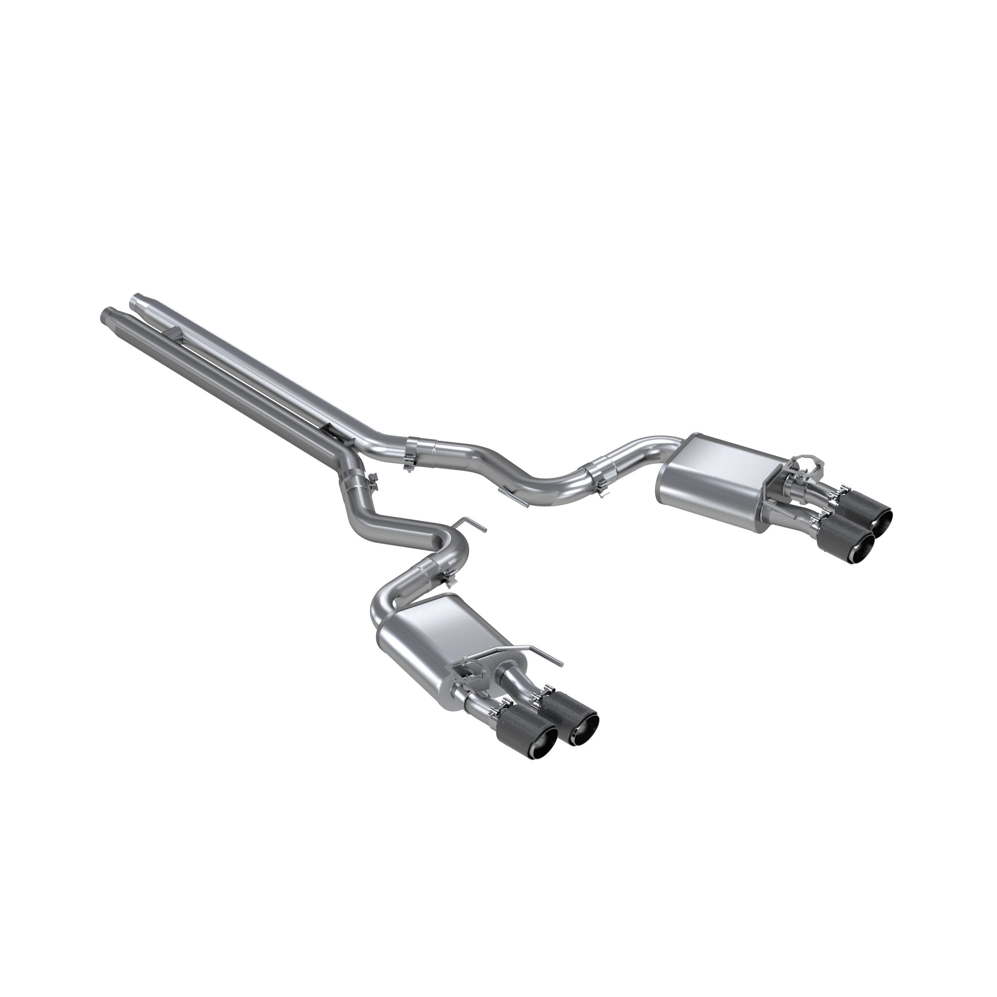 Fits 18-23 Mustang 3" Cat Back Dual Quad Split Rear Exitwith Carbon Tip-S72093CF - Cat Back Exhaust Car Part People