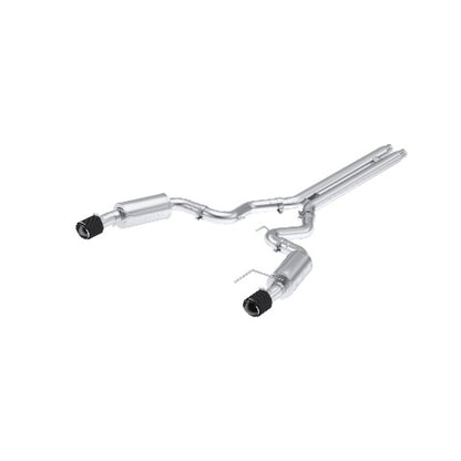 Fits 24 Mustang 3" Cat Back Dual Split Rear Street Version 4.5" CF tips-S72513CF - Cat Back Exhaust Car Part People