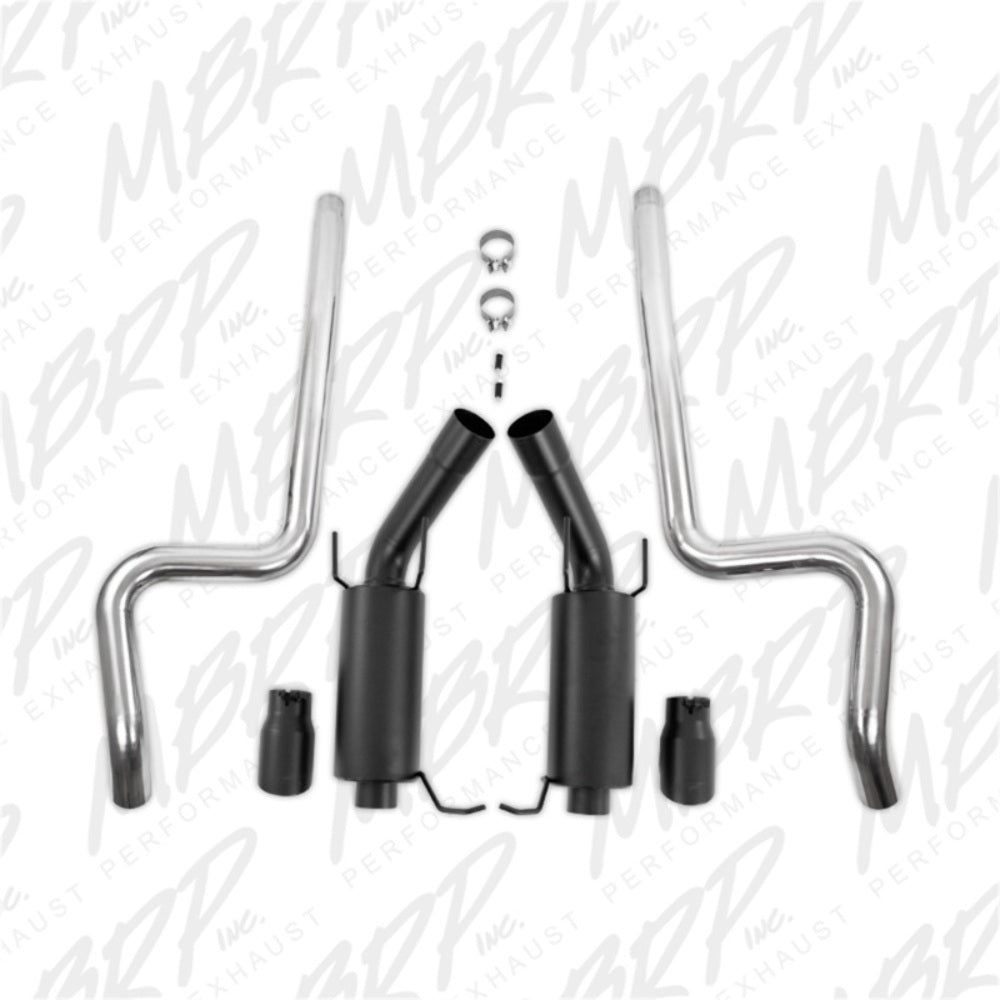 Fits 2011-14 Mustang 3" Cat Back Dual Split Rear Street Version 4" tips-S7258BLK