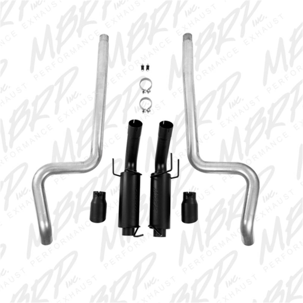 Fits 2011-14 Mustang 3" Cat Back Dual Split Rear Race Version 4" tips-S7264BLK - Cat Back Exhaust Car Part People