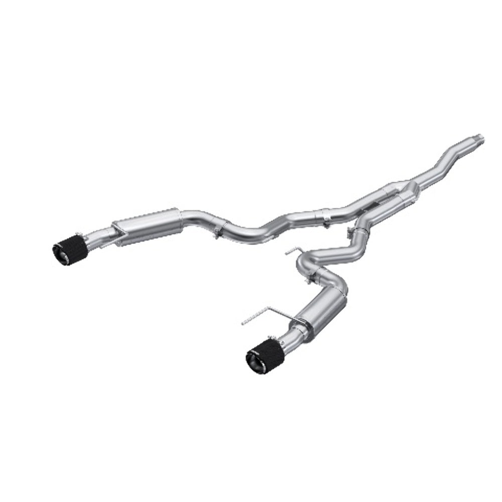 Fits 15-24 Mustang 3" Cat Back Dual Split Rear Race Version 4.5" CF tip-S72753CF - Cat Back Exhaust Car Part People