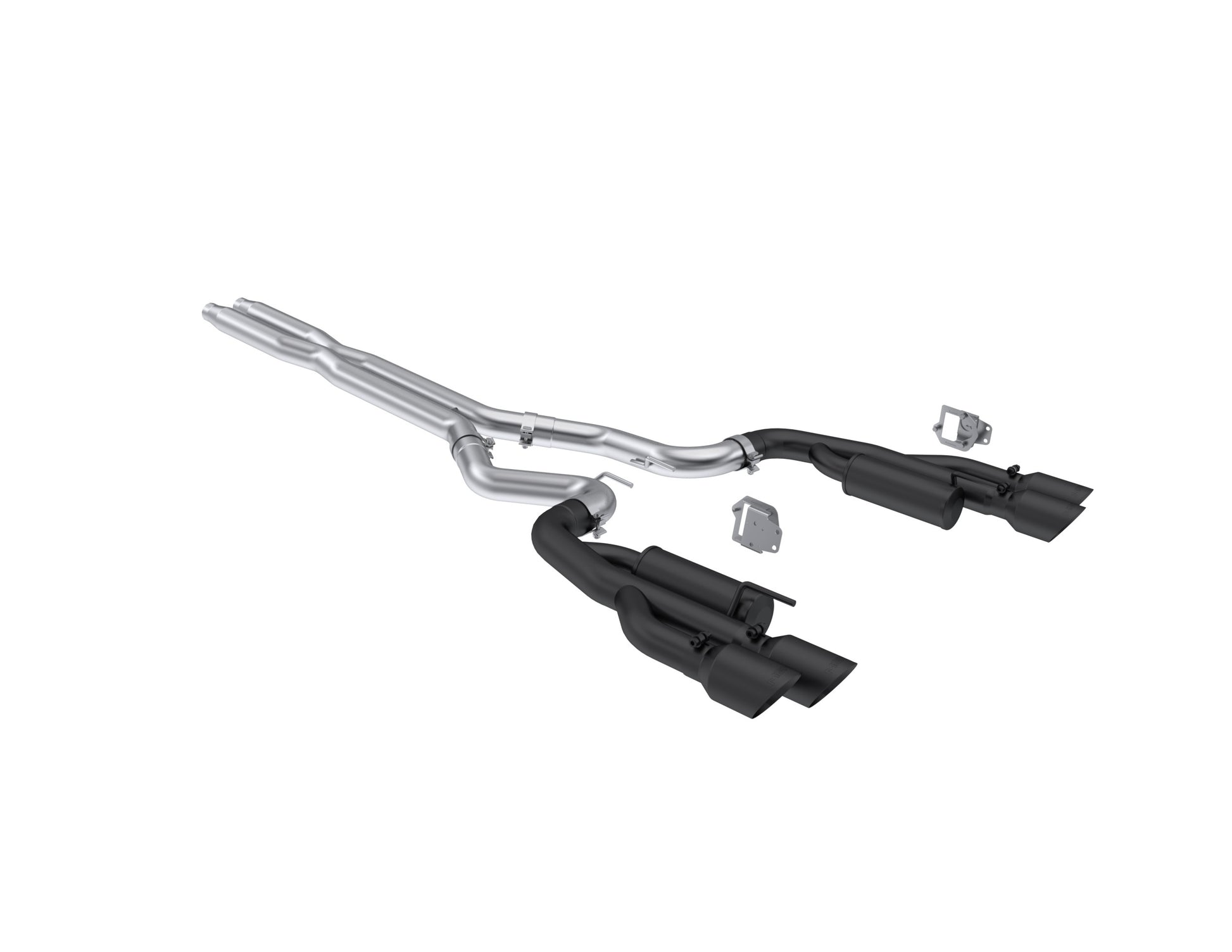 Fits 24 Mustang 3" Cat Back w/Quad 4" Dual Wall Tips Race Version-Black-S7282BLK - Cat Back Exhaust Car Part People