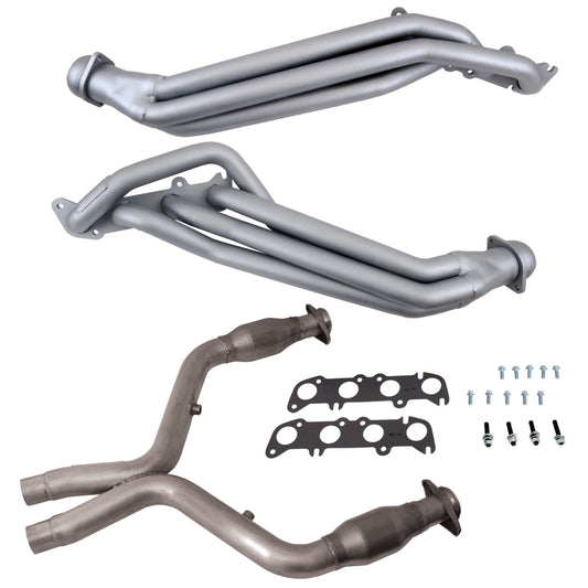 Fit 11-14 Mustang GT 5.0 1-7/8" Tube Headers, Short Mid X Pipe w/Converter-18561