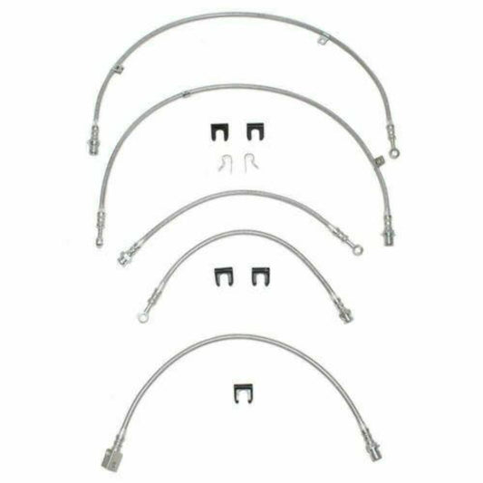 Fine Lines HSK0007SS - Brake Hose Kit For 99-04 GM 1500 4WD Kit 5pcs Braided Stainless